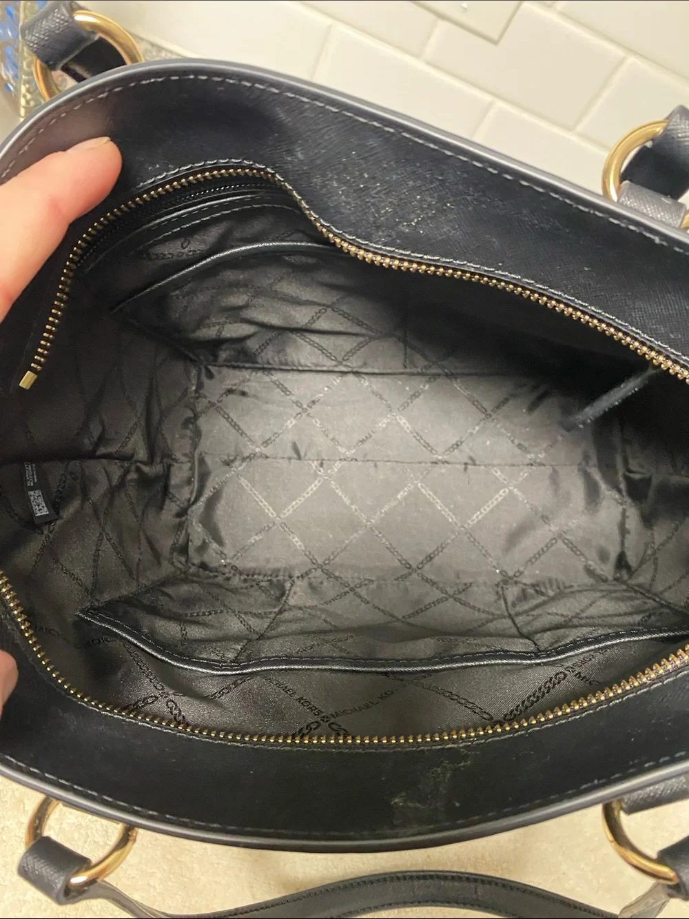 Michael Kors Black Saffiano Tote with Gold MK Emblem - Picture 10 of 10
